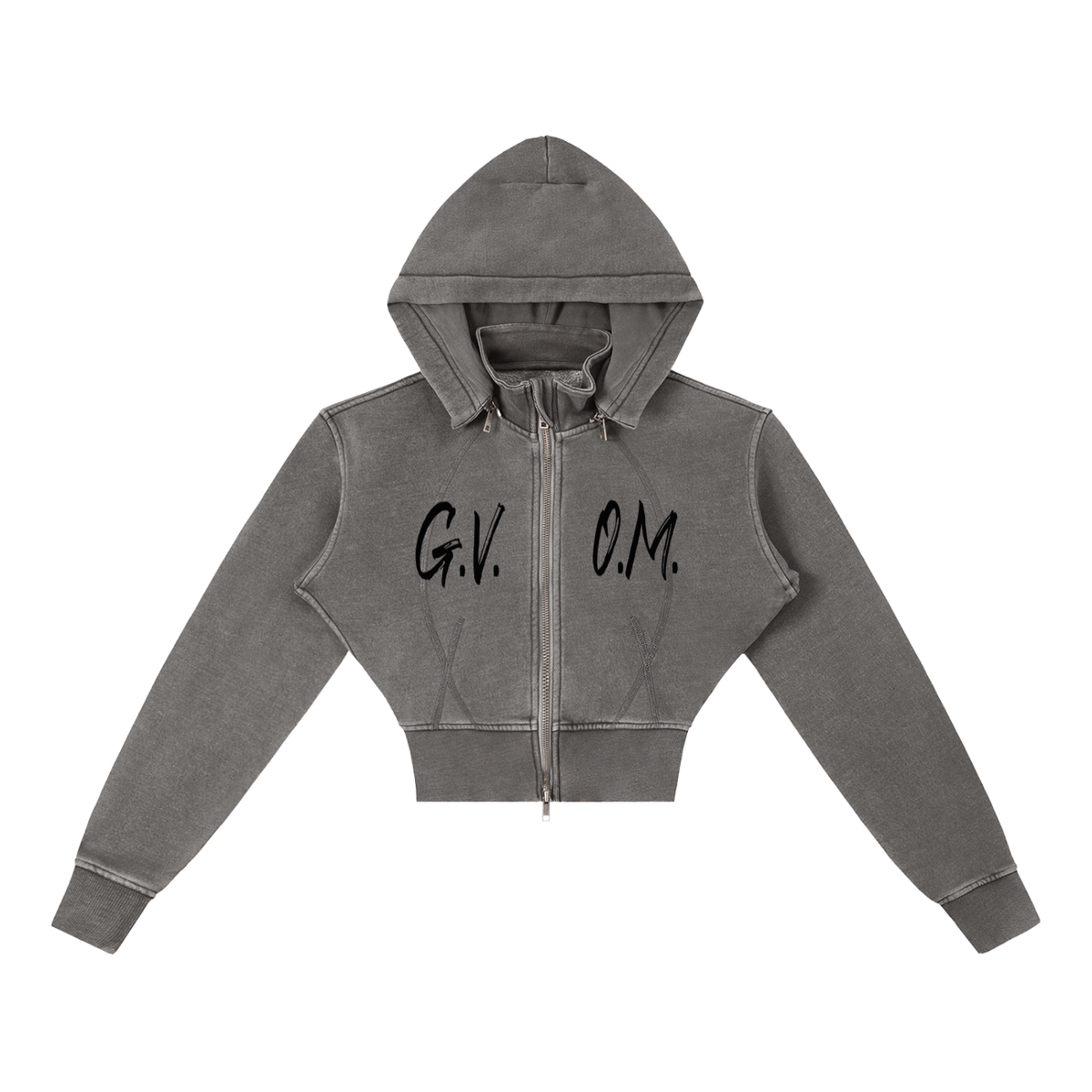Vintage Washed Cropped G.V.O.M. Fleece Hoodie