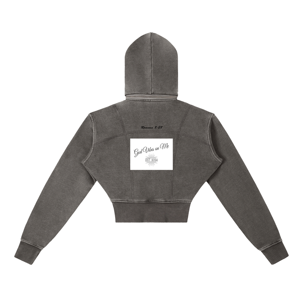 Vintage Washed Cropped G.V.O.M. Fleece Hoodie
