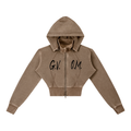 Vintage Washed G.V.O.M. Cropped Fleece Hoodie