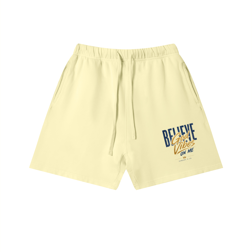 Unisex Vintage Wash Believe G.V.O.M. Cotton Shorts