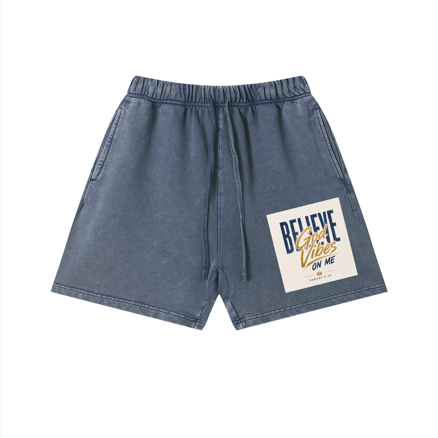 Unisex Vintage Wash Believe G.V.O.M. Cotton Shorts