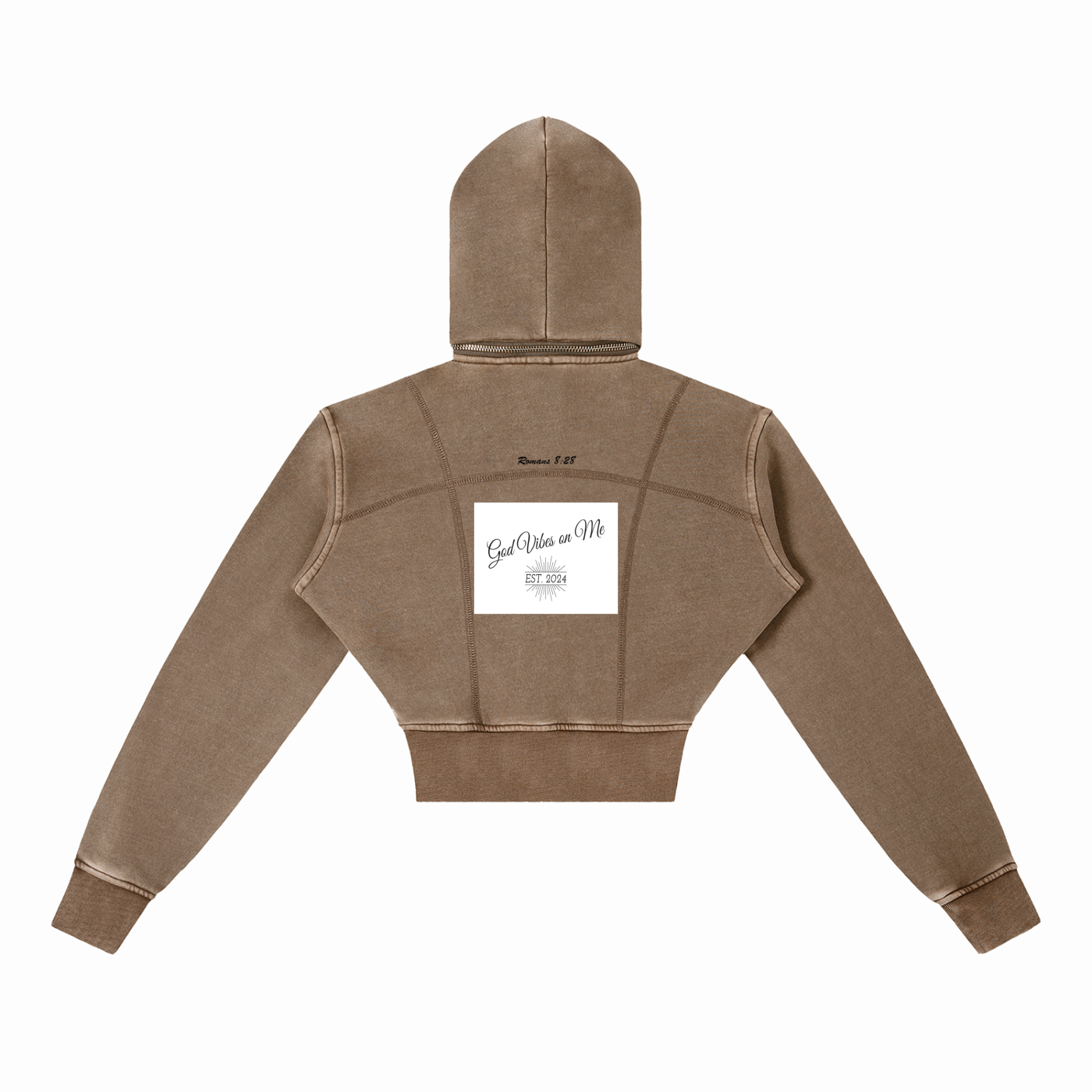 Vintage Washed G.V.O.M. Cropped Fleece Hoodie