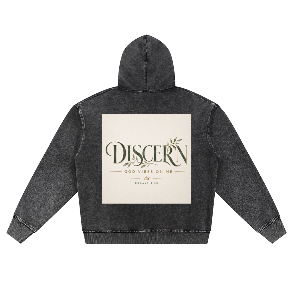 Snow Wash Oversized G.V.O.M. Zip-Up Hoodie